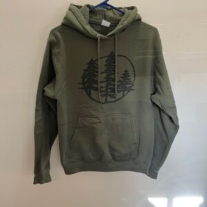 Forest Green Hoodie with Tree Graphic
